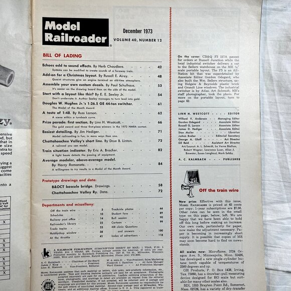 Model Railroader Magazine Back Issue u December 1973  Vol 40 No 12 Sound Effects - Picture 3 of 6